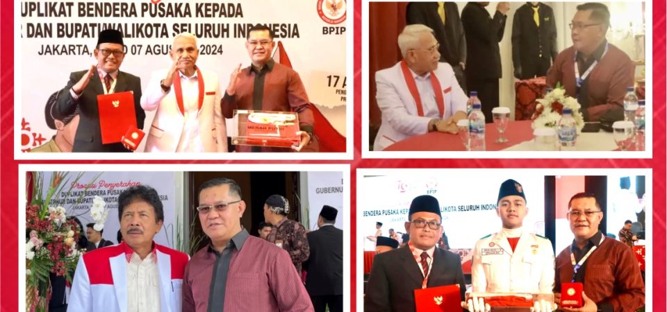 Acara Penyerahan Duplikat Bendera Pusaka Merah Putih, dan Duplikat Teks Proklamasi Kemerdekaan RI, bagi seluruh Pemerintah Provinsi, dan Pemerintah Kabupaten/Kota seluruh Indonesia, oleh Badan Pembinaan Ideologi Pancasila Republik Indonesia (BPIP RI).